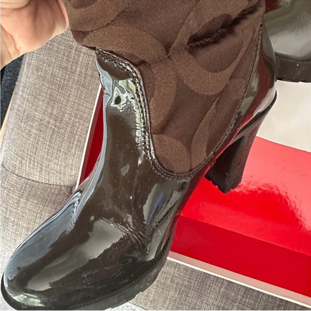 Coach Brown Patterned Heeled Boots - Picture 6 of 8